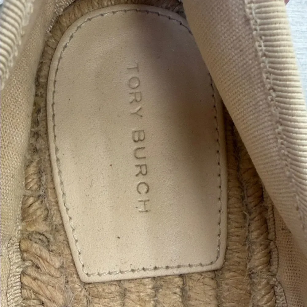 Tory Burch Green and Cream Sequin Espadrilles